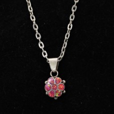 Red Opal Daisy Pendant & Chain